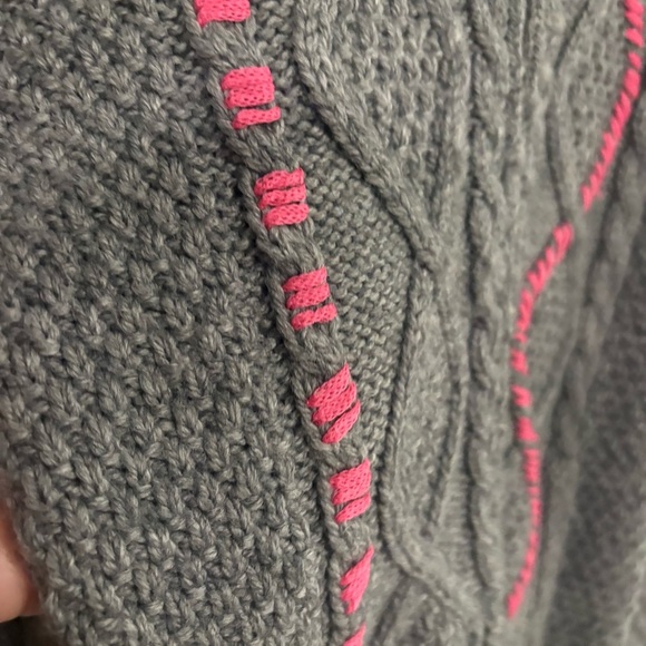 Aritiza  TNA Gray and Pink Women's  eclectic grandpa style cable knit Sweater - Picture 5 of 8